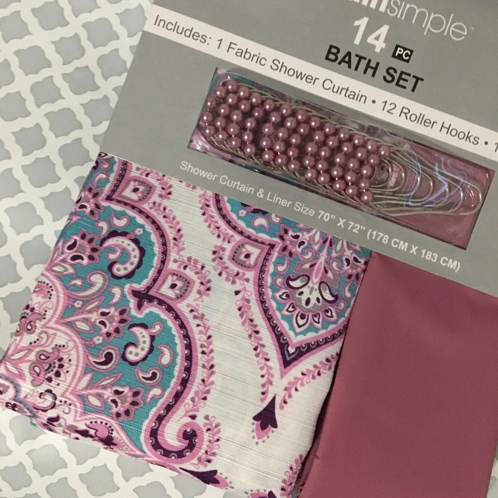 Purple Floral Pastels shower curtain set